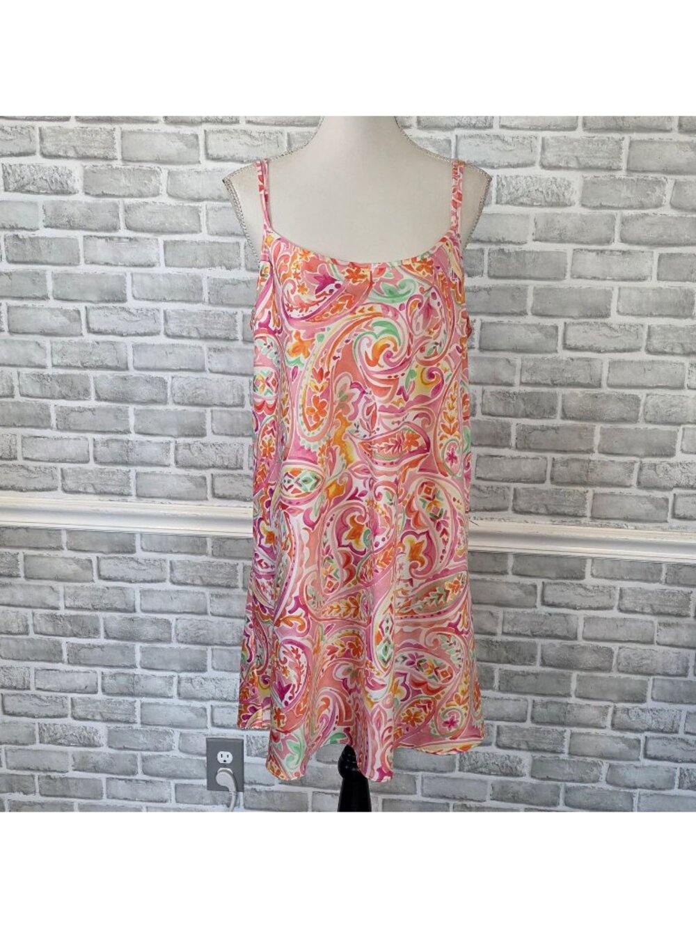 Lauren Ralph Lauren XL Paisley Satin Slip Dress Chemise Sleepwear Loungewear